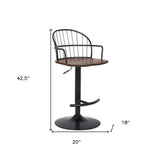 23" Brown And Black Iron Low Back Adjustable Height Bar Chair - Homeroots - Flyclothing LLC