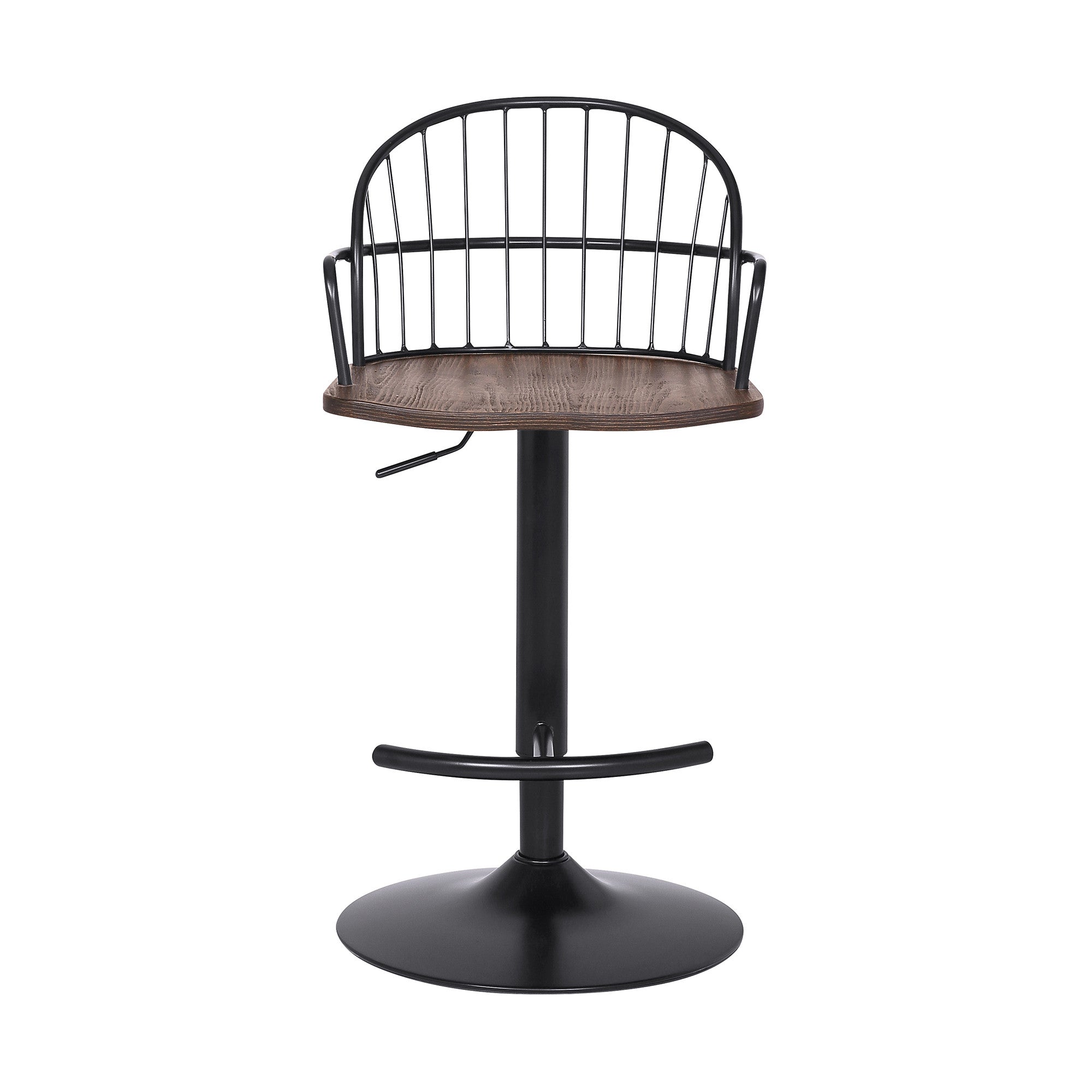 23" Brown And Black Iron Low Back Adjustable Height Bar Chair - Homeroots - Flyclothing LLC