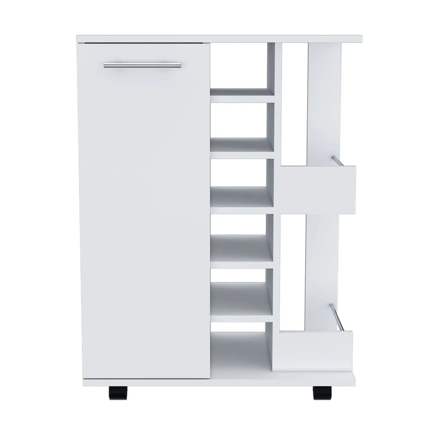 White Rolling Bar Cart With Wine Storage - Homeroots - Flyclothing LLC