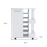 White Rolling Bar Cart With Wine Storage - Homeroots - Flyclothing LLC