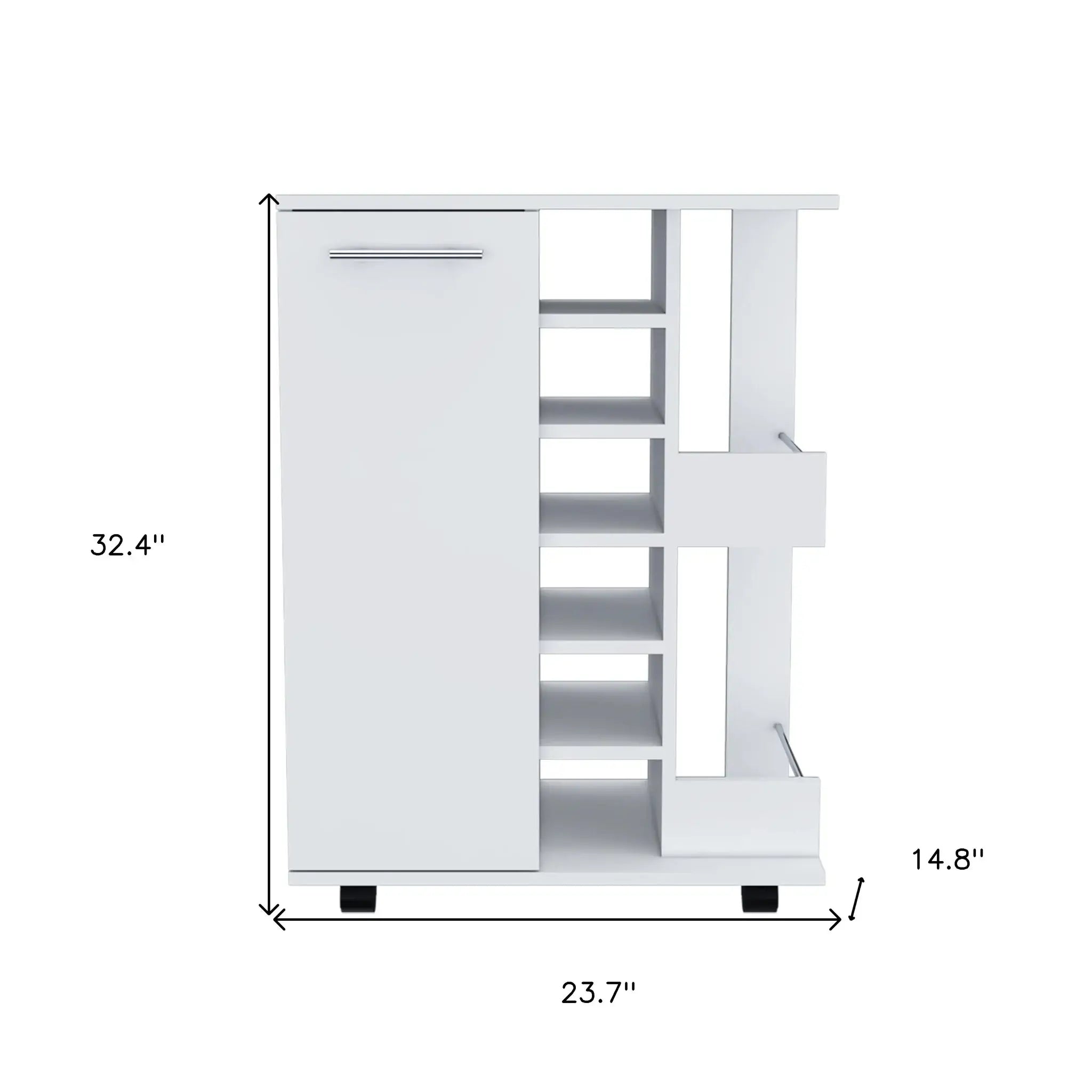 White Rolling Bar Cart With Wine Storage - Homeroots - Flyclothing LLC