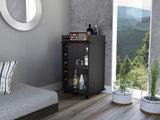 Black Rolling Bar Cart With Wine Storage - Homeroots