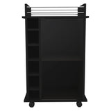 Black Rolling Bar Cart With Wine Storage - Homeroots - Flyclothing LLC