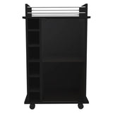 Black Rolling Bar Cart With Wine Storage - Homeroots