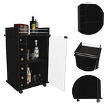 Black Rolling Bar Cart With Wine Storage - Homeroots