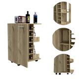 Brown Rolling Bar Cart With Wine Storage - Homeroots
