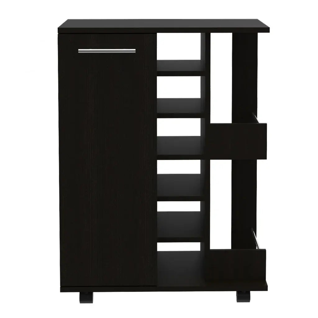 Black Rolling Bar Cart With Wine Storage - Homeroots - Flyclothing LLC