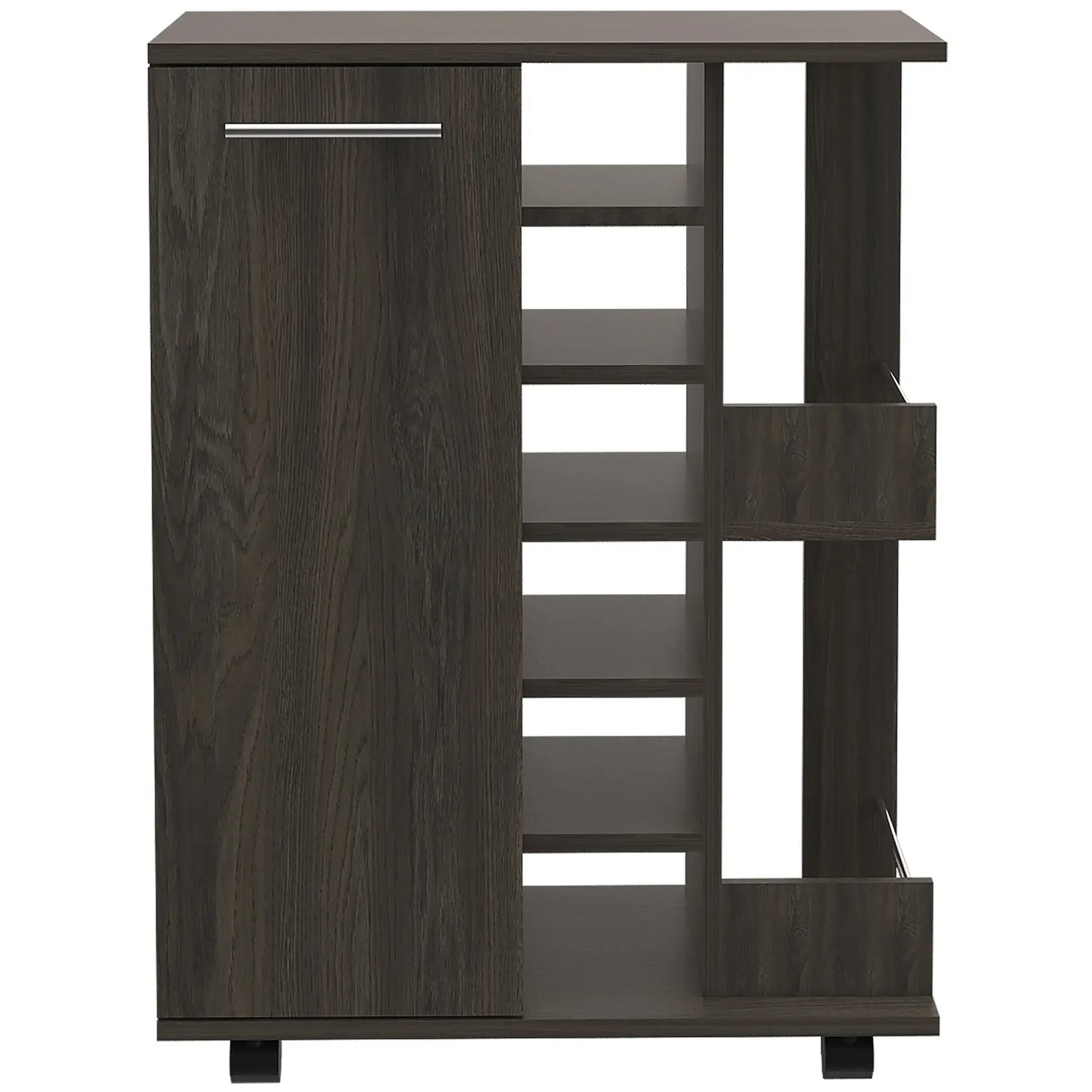 Espresso Rolling Bar Cart With Wine Storage - Homeroots - Flyclothing LLC