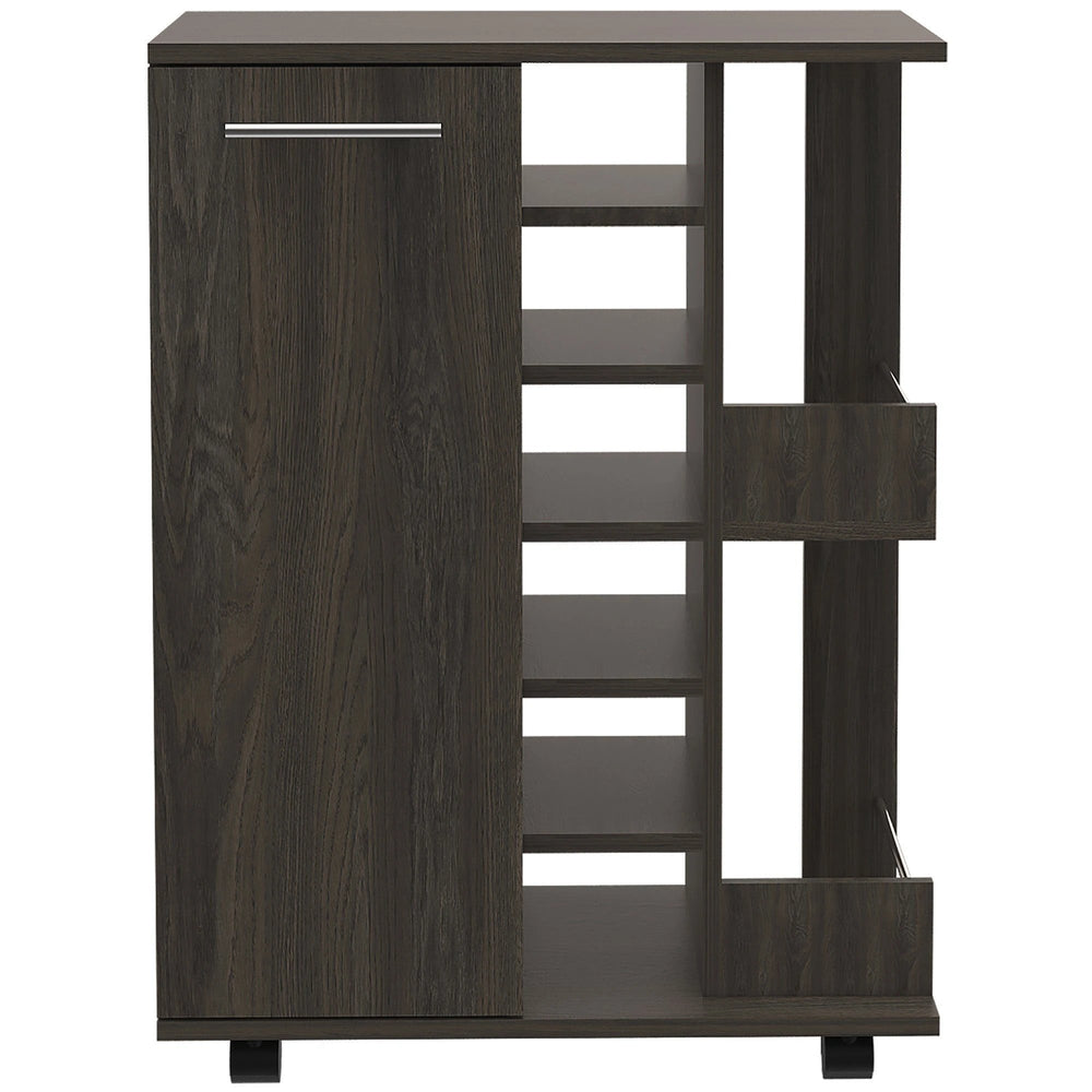 Espresso Rolling Bar Cart With Wine Storage - Homeroots
