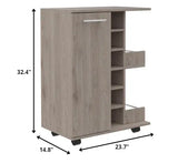 Light Gray Rolling Bar Cart With Wine Storage - Homeroots - Flyclothing LLC