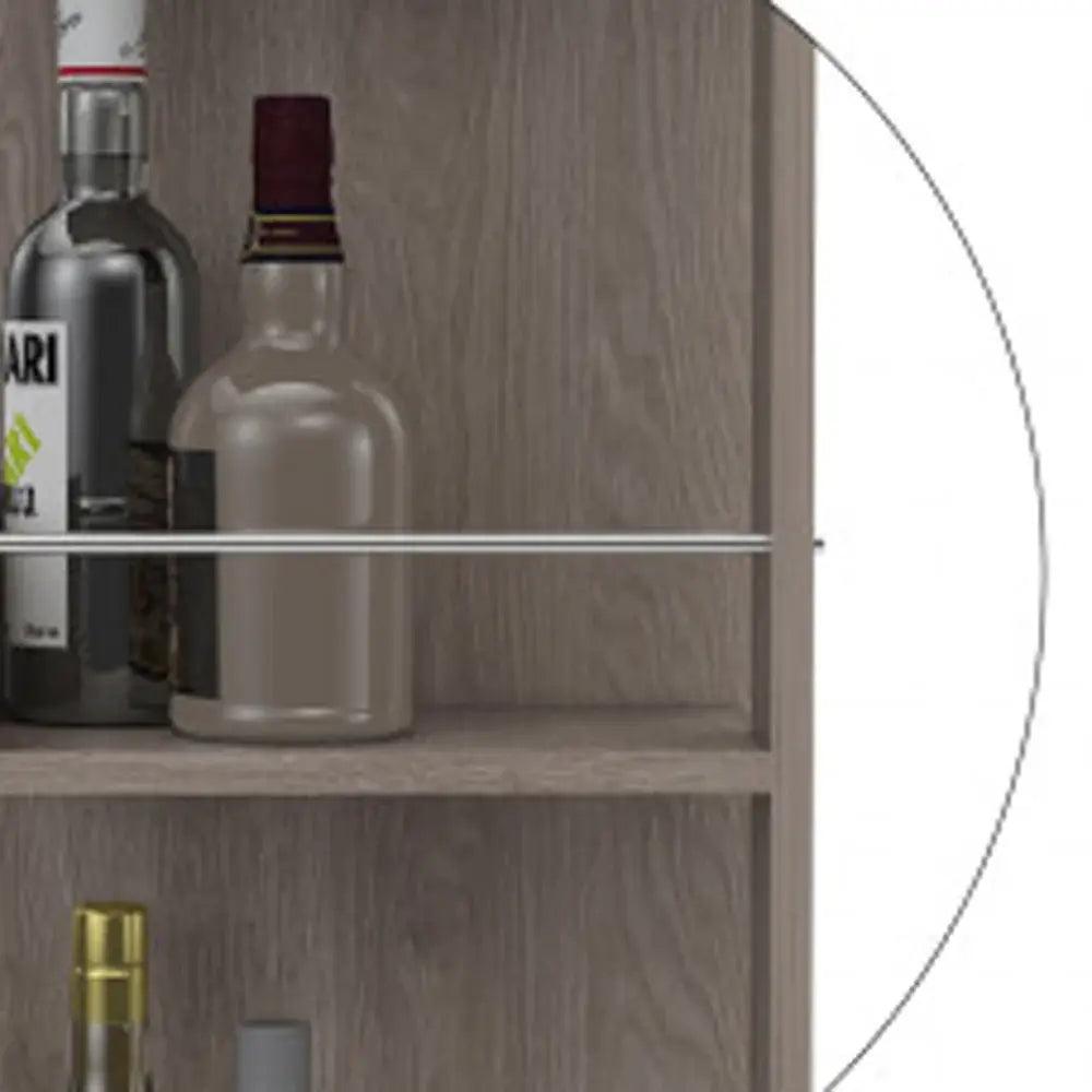 Light Gray Rolling Bar Cart With Wine Storage - Homeroots - Flyclothing LLC