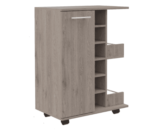 Light Gray Rolling Bar Cart With Wine Storage - Homeroots - Flyclothing LLC