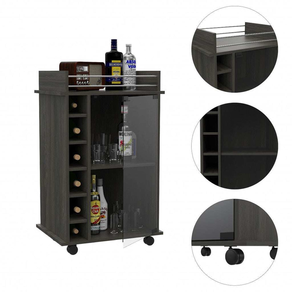 Espresso Rolling Bar Cart With Wine Storage - Homeroots - Flyclothing LLC