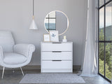 28" White Manufactured Wood Three Drawer Dresser - Homeroots - Flyclothing LLC