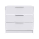 28" White Manufactured Wood Three Drawer Dresser - Homeroots