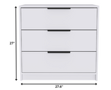 28" White Manufactured Wood Three Drawer Dresser - Homeroots