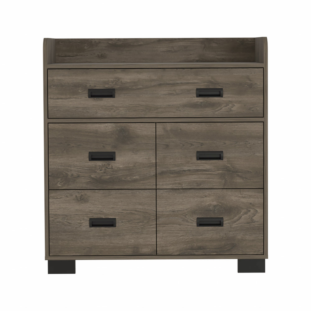 33" Dark Brown Manufactured Wood Five Drawer Dresser - Homeroots