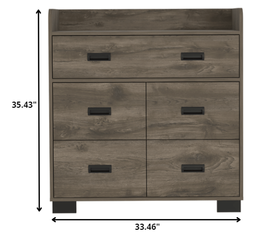 33" Dark Brown Manufactured Wood Five Drawer Dresser - Homeroots - Flyclothing LLC