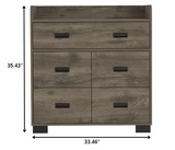 33" Dark Brown Manufactured Wood Five Drawer Dresser - Homeroots