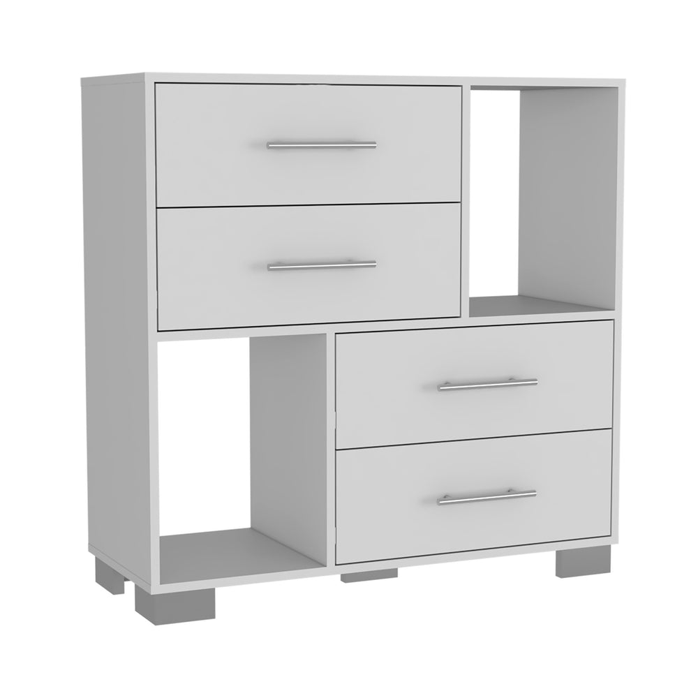 35" White Manufactured Wood Four Drawer Dresser - Homeroots