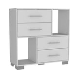35" White Manufactured Wood Four Drawer Dresser - Homeroots