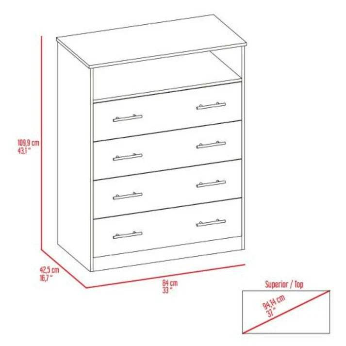 33" Black Wood Four Drawer Dresser - HomeRoots - Flyclothing LLC