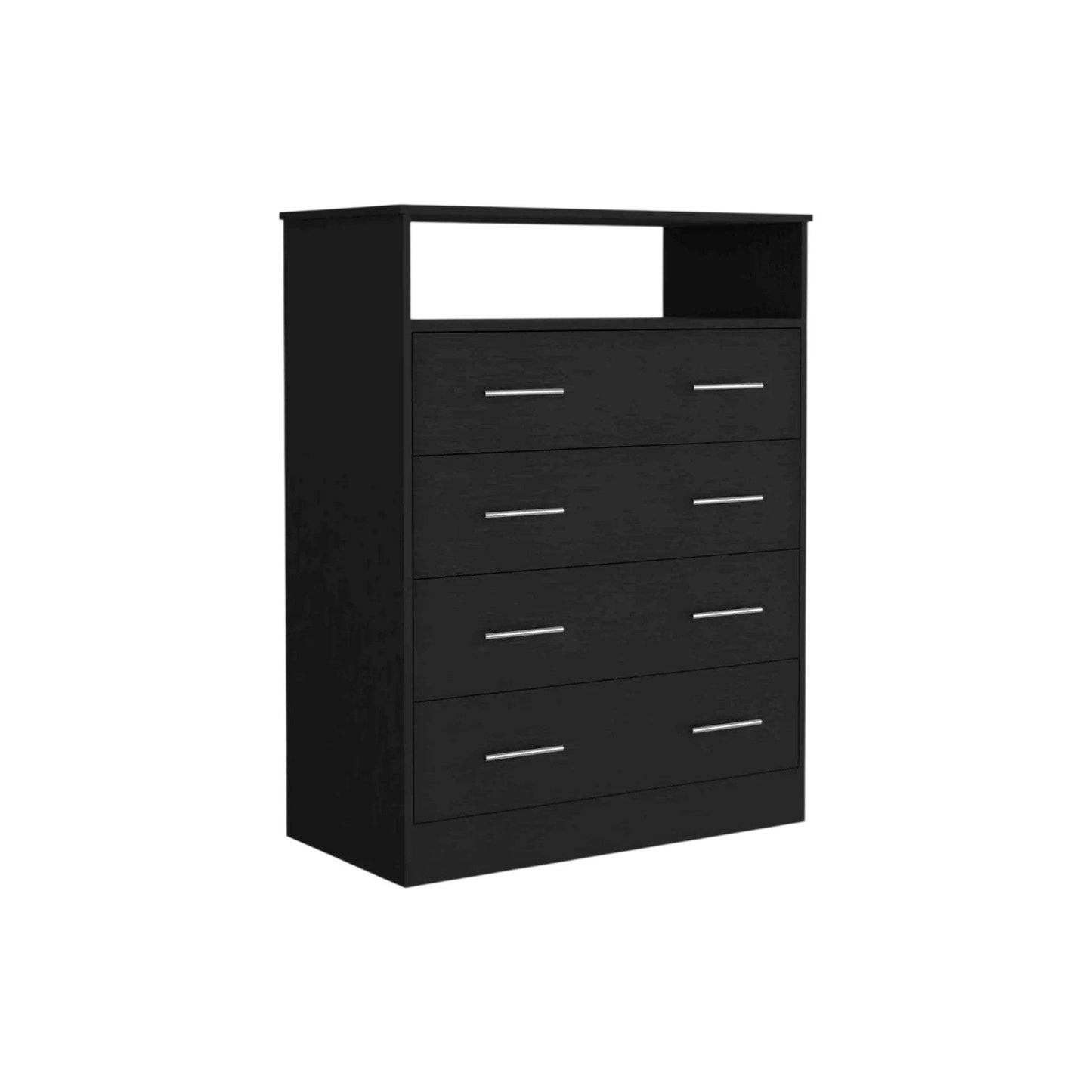 33" Black Wood Four Drawer Dresser - HomeRoots - Flyclothing LLC