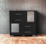 35" Black Manufactured Wood Four Drawer Dresser with Cubes - Homeroots