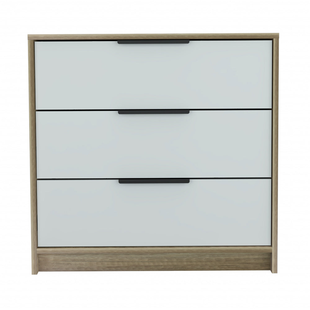 28" Light Oak And White Three Drawer Dresser - Homeroots