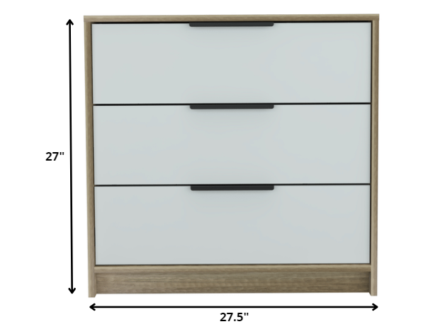 28" Light Oak And White Three Drawer Dresser - Homeroots - Flyclothing LLC