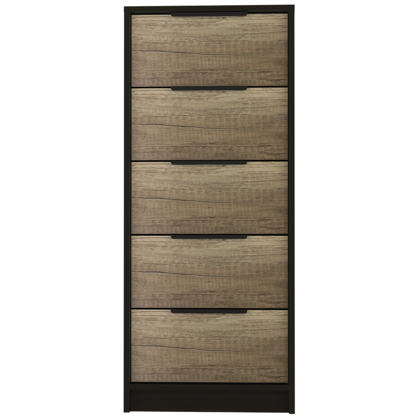 42" Black And Light Oak Manufactured Wood Five Drawer Chest - Homeroots - Flyclothing LLC