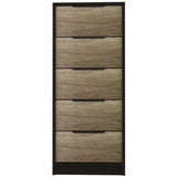 42" Black And Light Oak Manufactured Wood Five Drawer Chest - Homeroots - Flyclothing LLC
