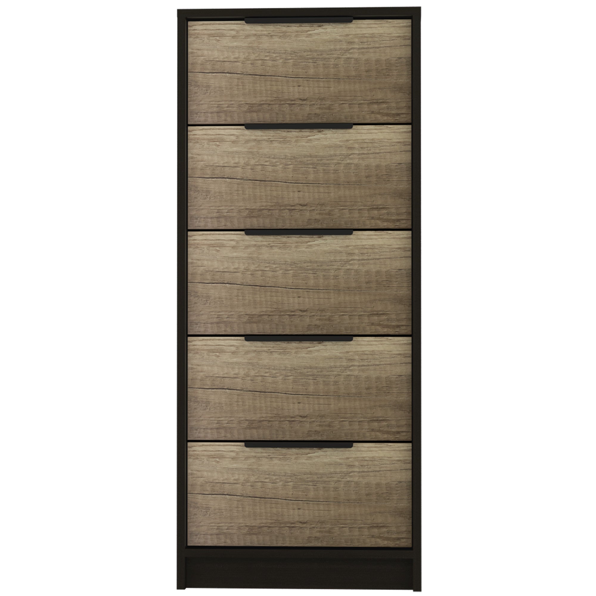 42" Black And Light Oak Manufactured Wood Five Drawer Chest - Homeroots - Flyclothing LLC