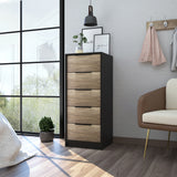 42" Black And Light Oak Manufactured Wood Five Drawer Chest - Homeroots - Flyclothing LLC