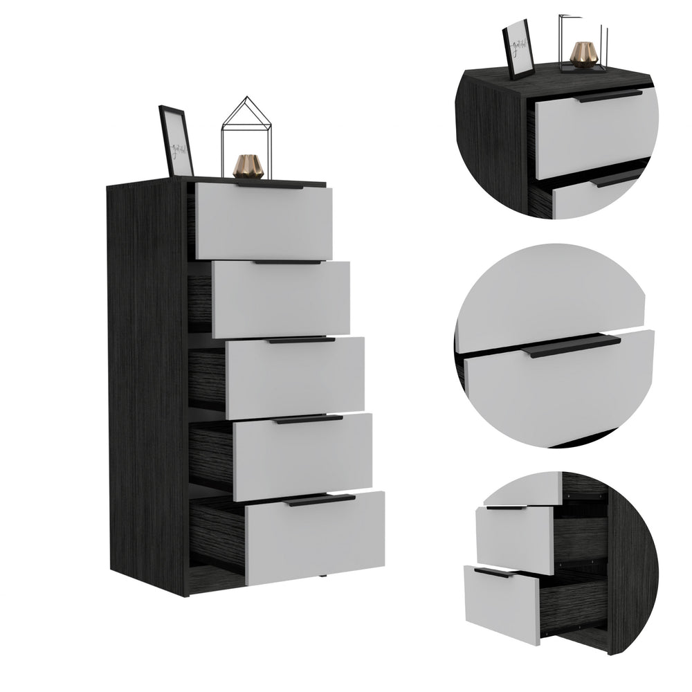 18" White Manufactured Wood Five Drawer Chest - Homeroots