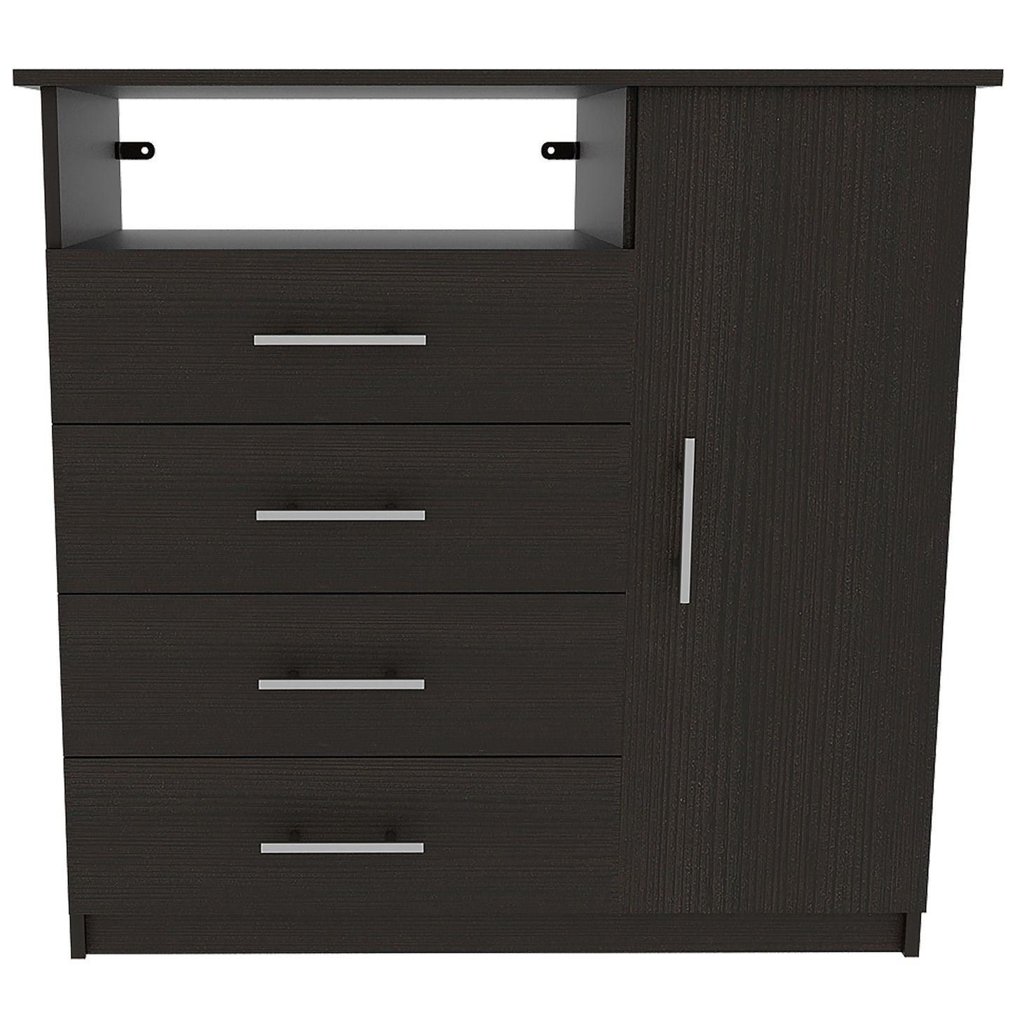 36" Black Manufactured Wood Four Drawer Combo Dresser - Homeroots - Flyclothing LLC
