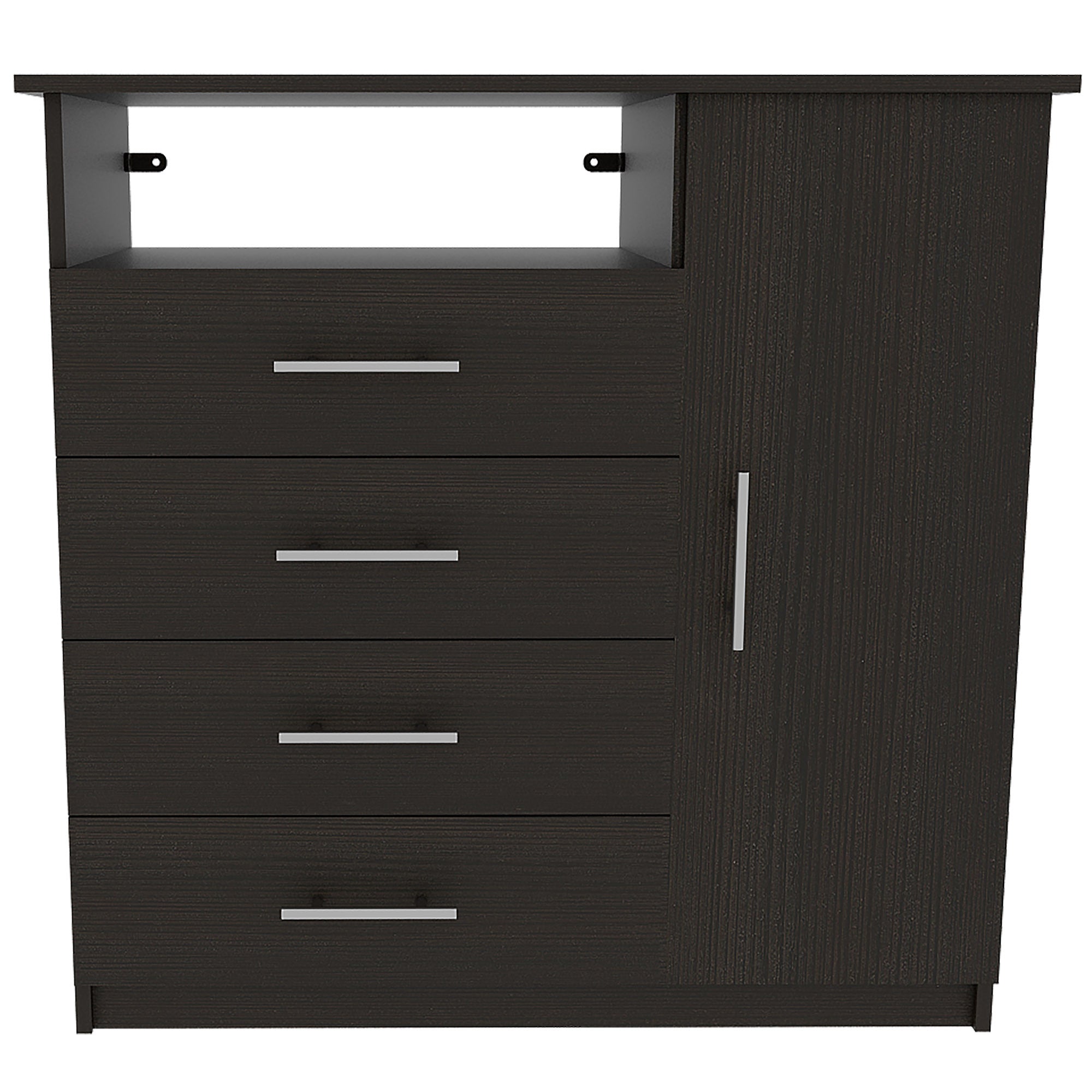 36" Black Manufactured Wood Four Drawer Combo Dresser - Homeroots - Flyclothing LLC