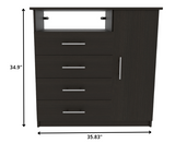 36" Black Manufactured Wood Four Drawer Combo Dresser - Homeroots - Flyclothing LLC