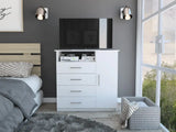 36" White Manufactured Wood Four Drawer Combo Dresser - Homeroots - Flyclothing LLC