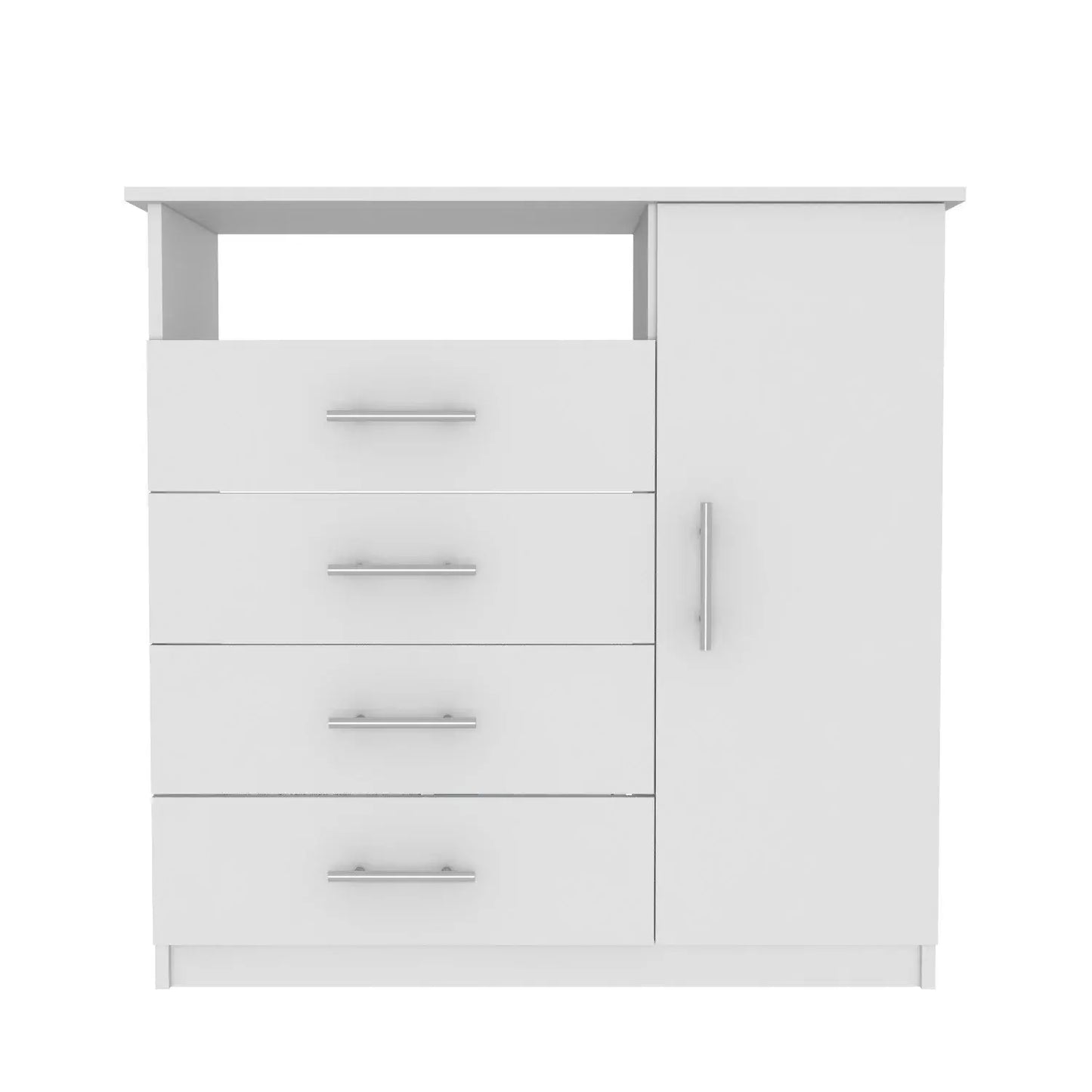 36" White Manufactured Wood Four Drawer Combo Dresser - Homeroots - Flyclothing LLC