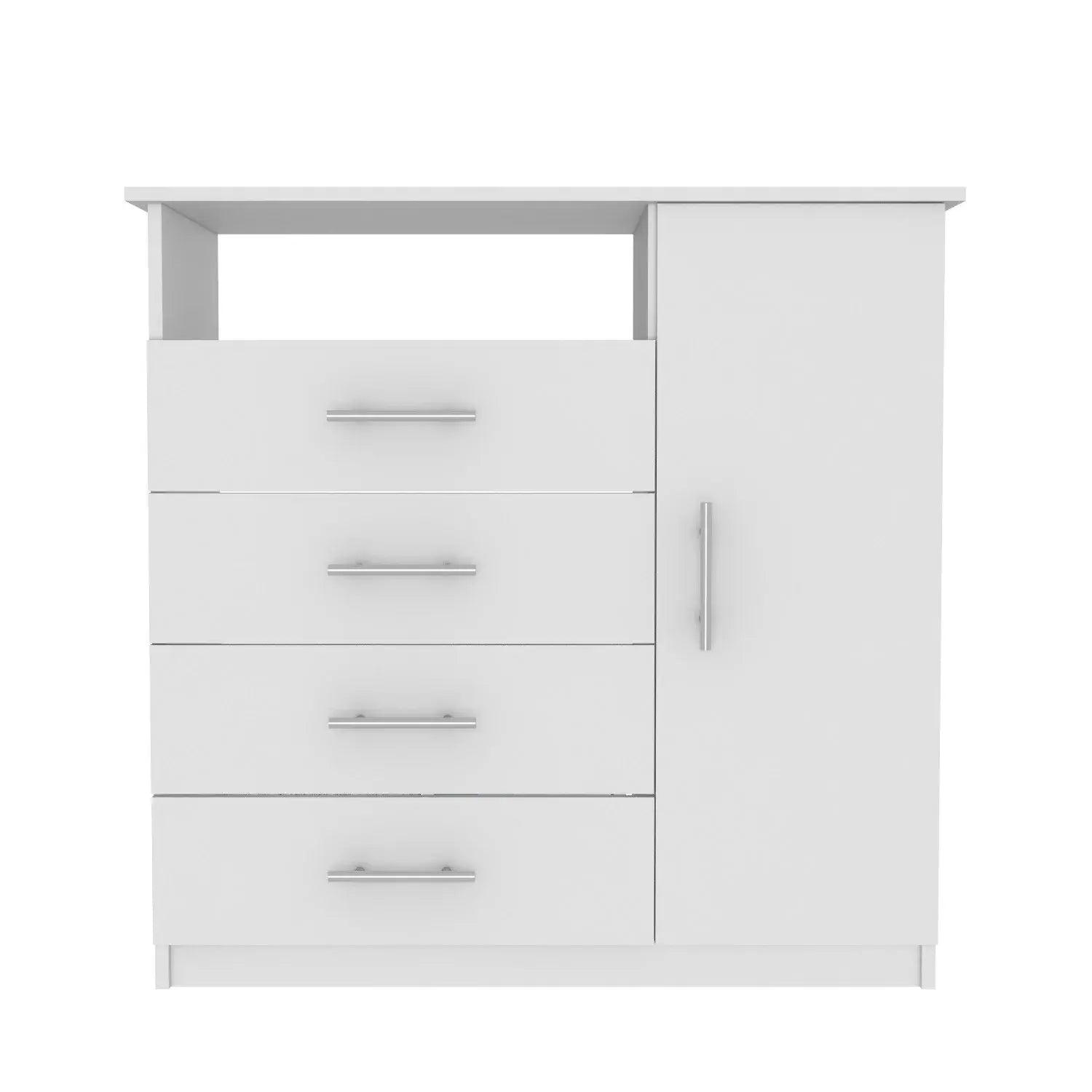 36" White Manufactured Wood Four Drawer Combo Dresser - Homeroots - Flyclothing LLC