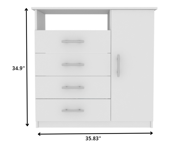 36" White Manufactured Wood Four Drawer Combo Dresser - Homeroots - Flyclothing LLC