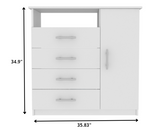 36" White Manufactured Wood Four Drawer Combo Dresser - Homeroots - Flyclothing LLC
