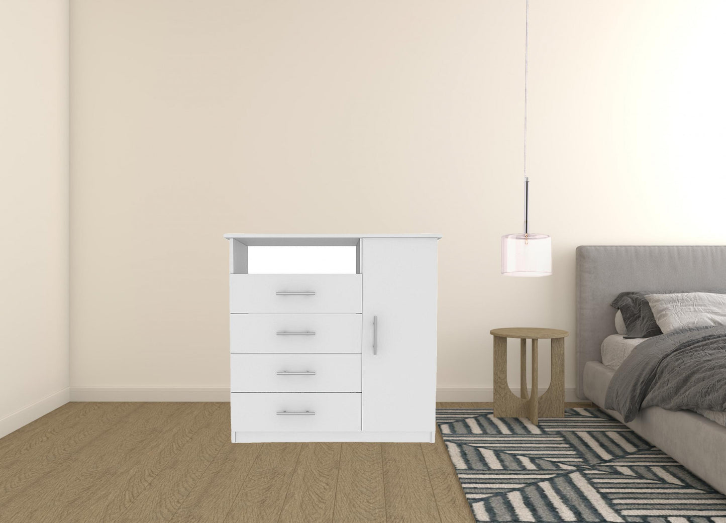 36" White Manufactured Wood Four Drawer Combo Dresser - Homeroots - Flyclothing LLC