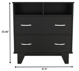 32" Black Manufactured Wood Two Drawer Dresser - Homeroots - Flyclothing LLC