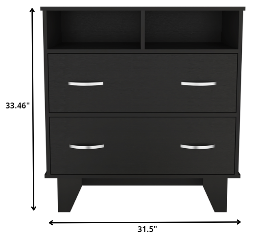32" Black Manufactured Wood Two Drawer Dresser - Homeroots - Flyclothing LLC