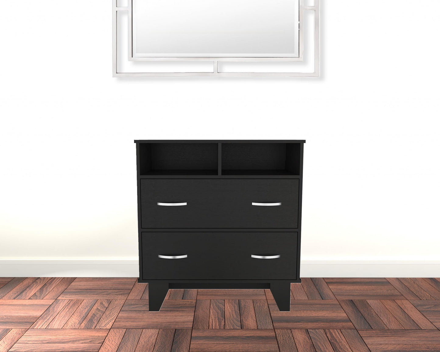 32" Black Manufactured Wood Two Drawer Dresser - Homeroots - Flyclothing LLC