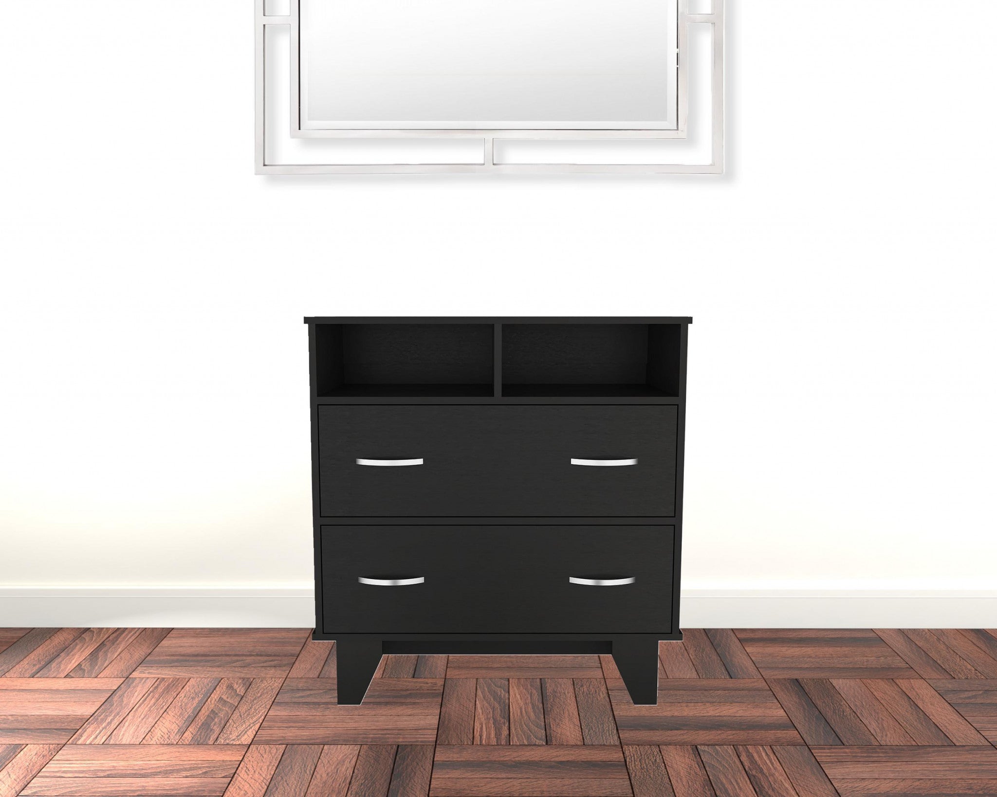 32" Black Manufactured Wood Two Drawer Dresser - Homeroots - Flyclothing LLC