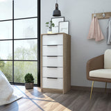 42" Brown And White Five Drawer Chest - Homeroots