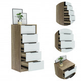 42" Brown And White Five Drawer Chest - Homeroots